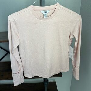 NWT GIRLS Athleta Light Pink Long Sleeve Tee Sz 8-10/M